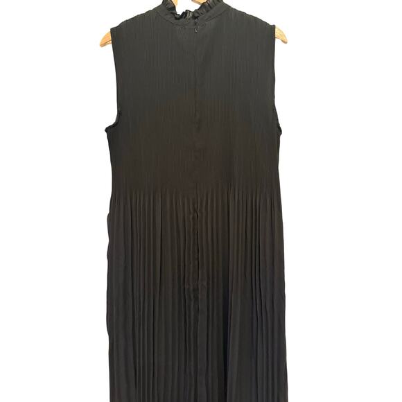 Black Label by Chico’s Size 16‎ Black Sleeveless Pleated Midi Dress Mock Neck - Picture 2 of 4